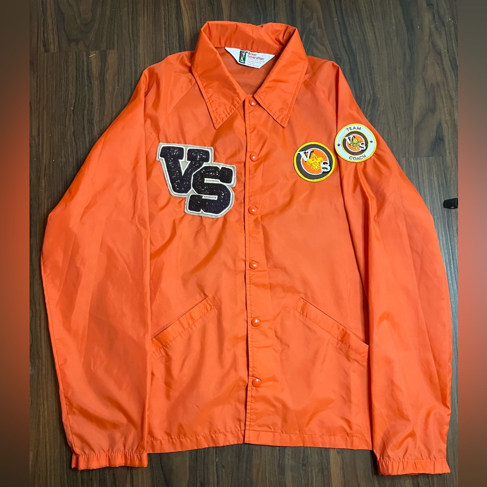 VINTAGE Boy Scouts of America Official Jacket L BSA Orange Team Coach